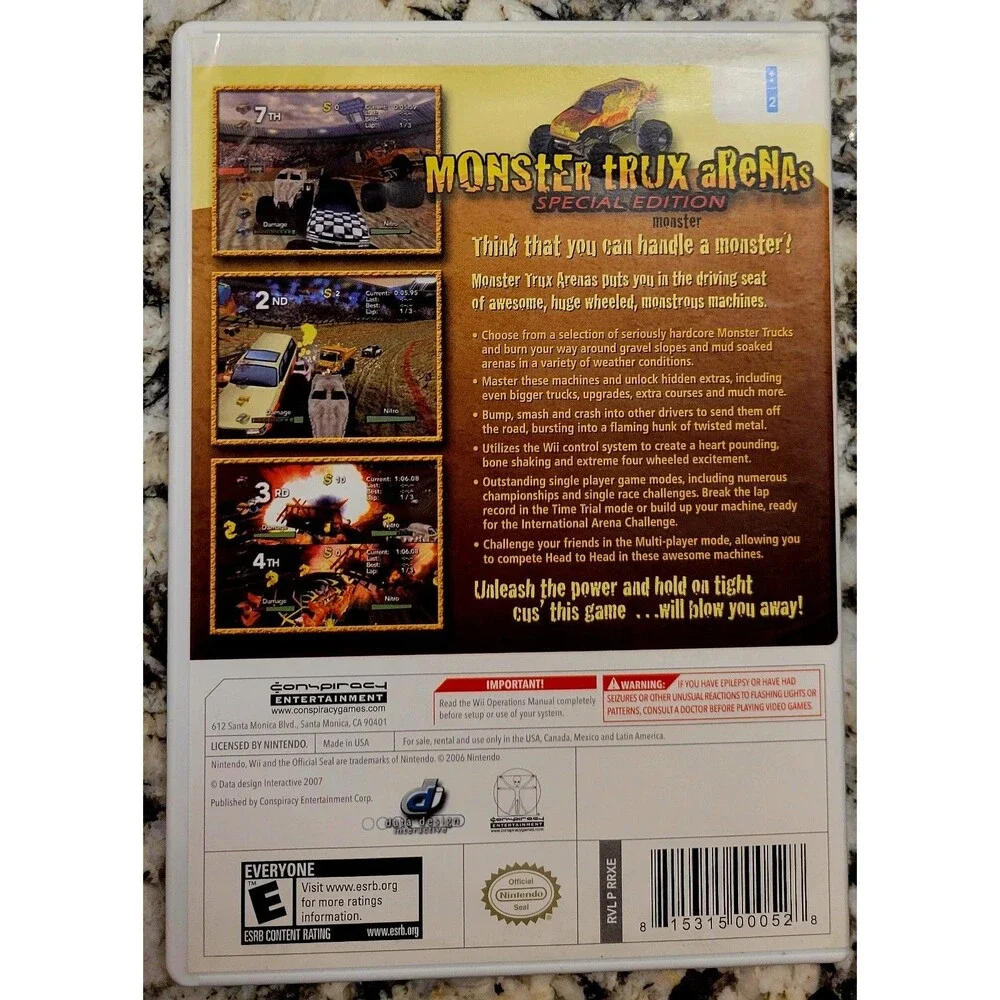 NINTENDO Wii: Monster Trux: Arenas Special Edition, TESTED, CIB, FAST SHIPPING